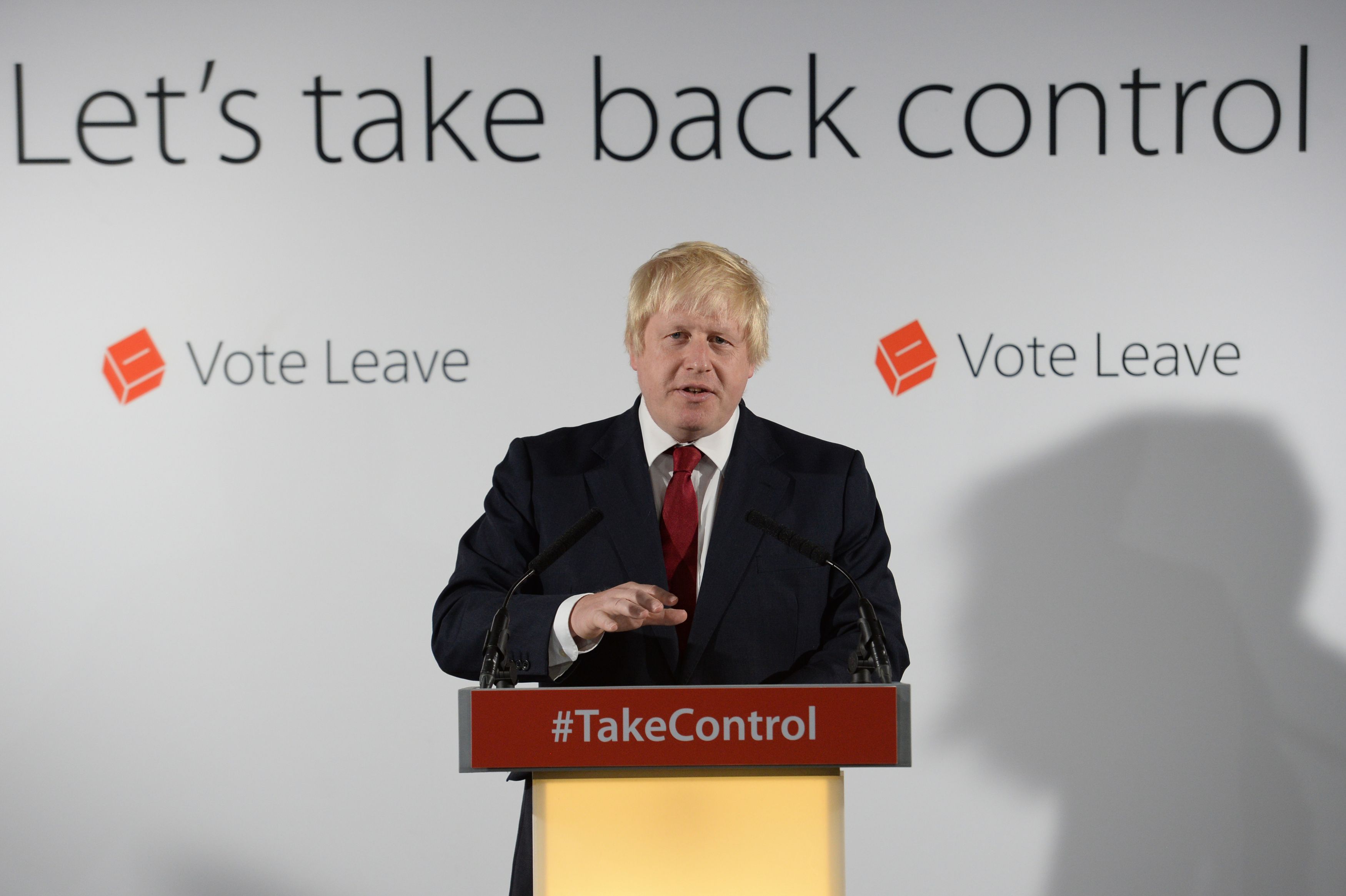Vote Leave campaigner Boris Johnson holds a press conference at Vote Leave headquarters in London Friday June 24, 2016. Britain's Prime Minister David Cameron announced Friday that he will quit as Prime Minister following a defeat in the referendum which ended with a vote for Britain to leave the European Union. (Stefan Rousseau/Pool via AP)