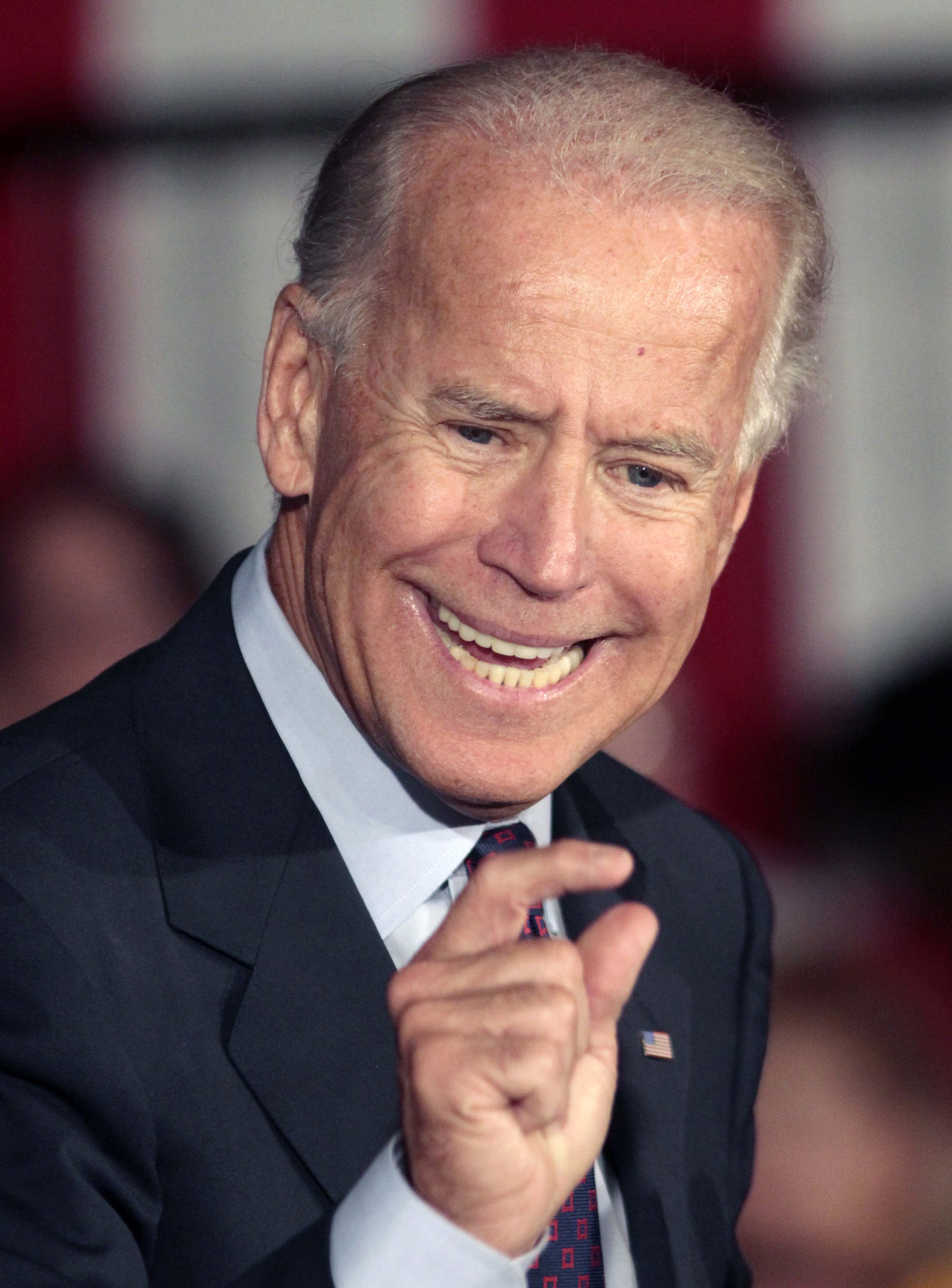 Vice President Joe Biden makes a point during a campaign speech, Wednesday, Sept. 12, 2012, at Wright State University in Dayton, Ohio. (AP Photo/Al Behrman)