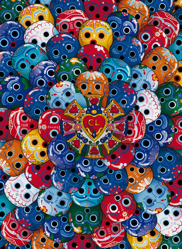 Calaveritas en el interior de los bolsos. Louboutin.