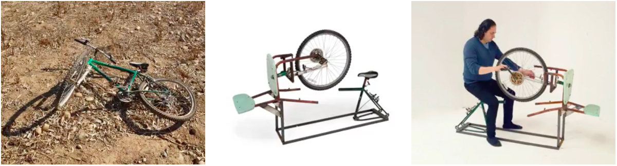 Pieza a partir de una bicicleta hallada en la frontera.